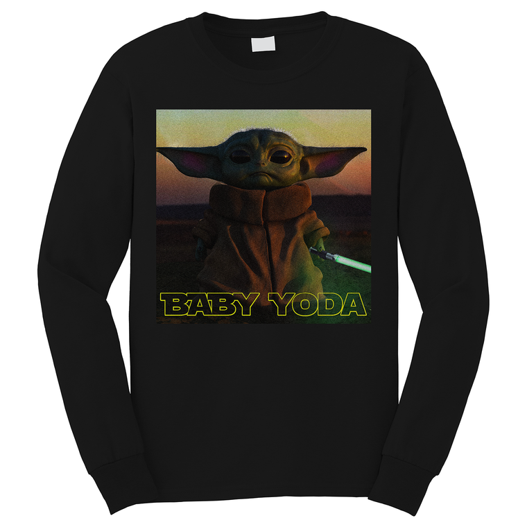 BABY YODA STAR WARS LIGHT SABER Long Sleeve T-Shirt