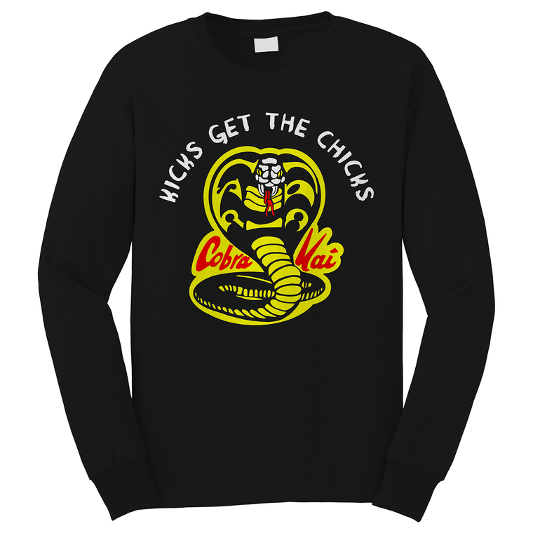 COBRA KAI KICKS GET THE CHICKS Long Sleeve T-Shirt COBRA KAI KICKS GET THE CHICKS Long Sleeve T-Shirt