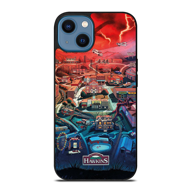 STRANGER THINGS WELCOME TO HAWKINS CARTOON iPhone 14 Case