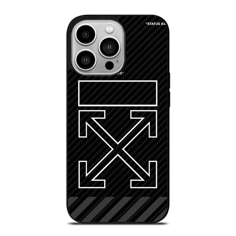 OFF WHITE BLACK CARBON iPhone 14 Pro Case