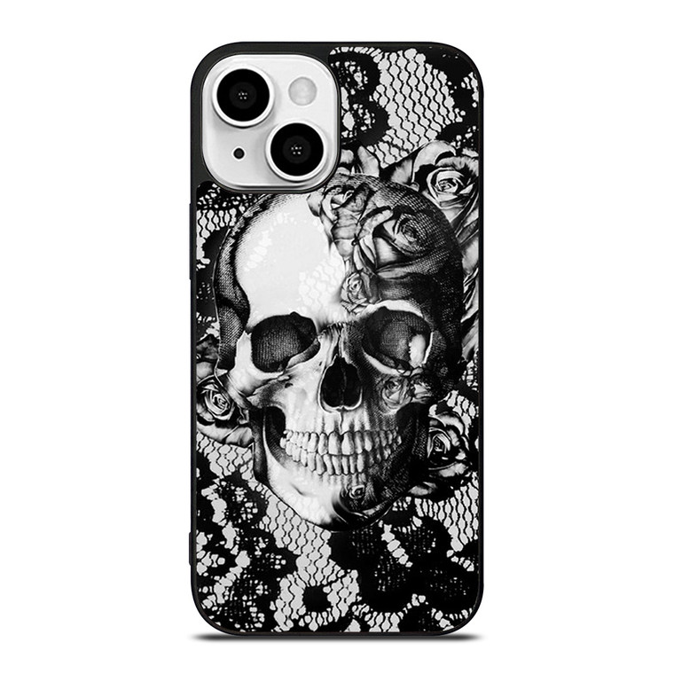 SKULL ON BLACK LACE iPhone 13 Mini Case SKULL ON BLACK LACE iPhone 13 Mini Case