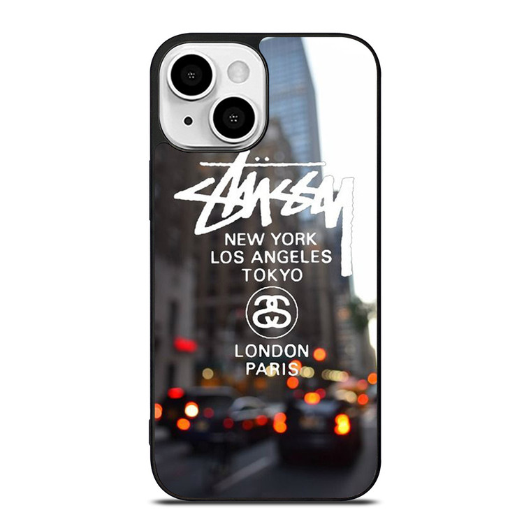 STUSSY NEW YORK LA TOKYO LONDON PARIS iPhone 13 Mini Case STUSSY NEW YORK LA TOKYO LONDON PARIS iPhone 13 Mini Case