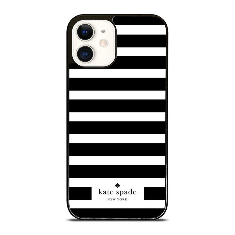 KATE SPADE NEW YORK BLACK WHITE STRIPES 946 iPhone 12 Case