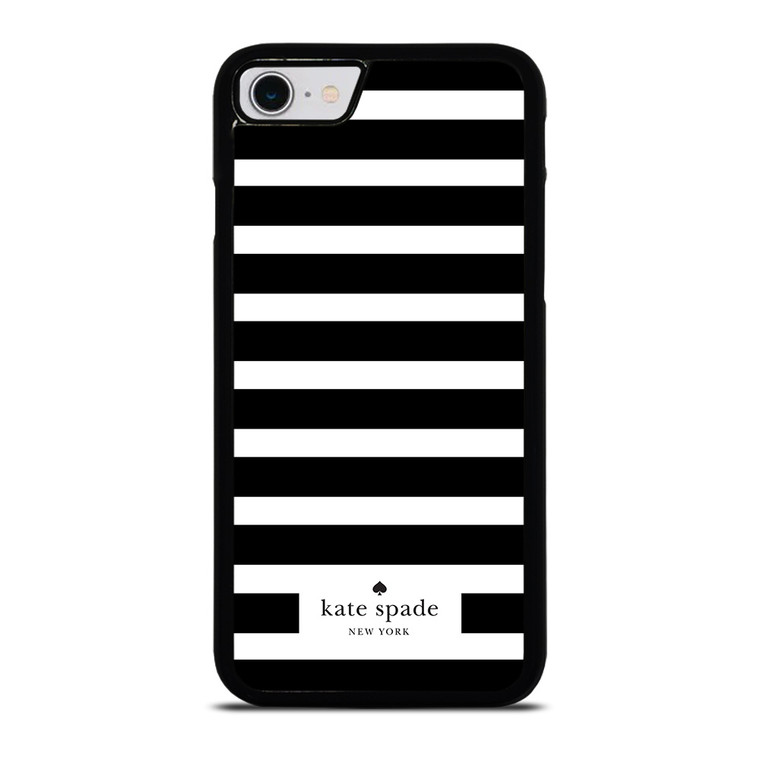 KATE SPADE NEW YORK BLACK WHITE STRIPES iPhone SE 2022 Case