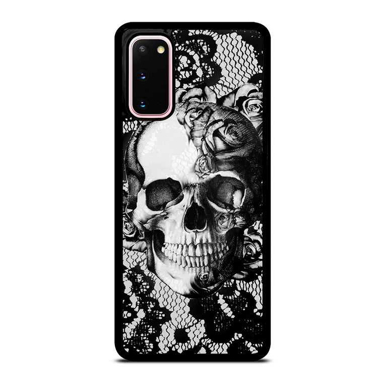 SKULL ON BLACK LACE Samsung Galaxy S20 Case