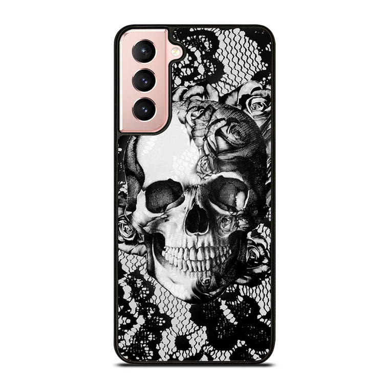 SKULL ON BLACK LACE Samsung Galaxy S21 Case