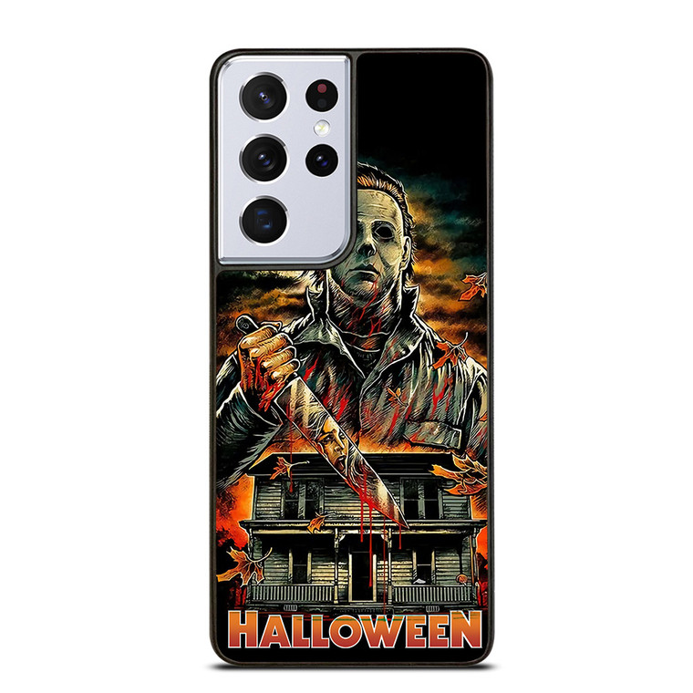 MICHAEL MYERS FACE HALLOWEEN HORROR CARTOON Samsung Galaxy S21 Ultra Case