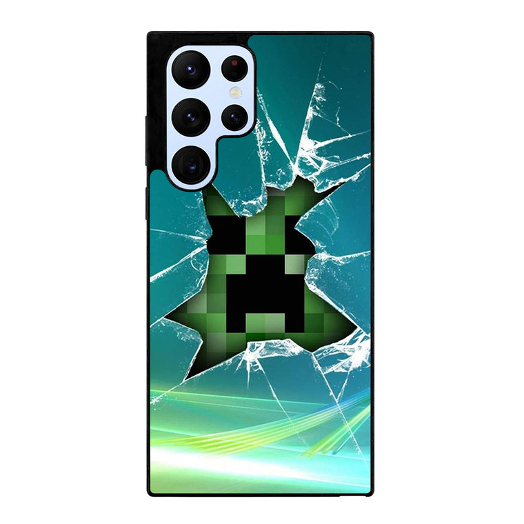CREEPER MINECRAFT BROKEN GLASS Samsung S22 Ultra Case Samsung Galaxy S22 Ultra Case