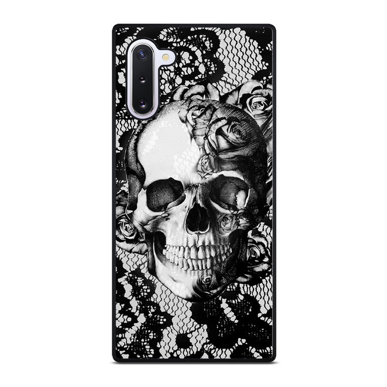 SKULL ON BLACK LACE Samsung Galaxy Note 10 Case