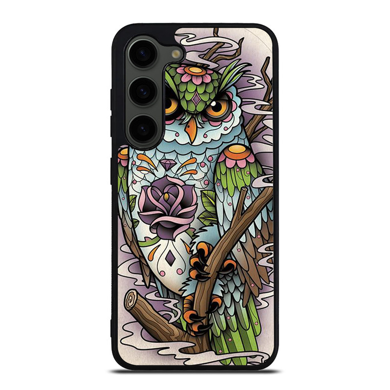 SUGAR SKULL OWL TATTO LOGO Samsung Galaxy S23 Plus Case