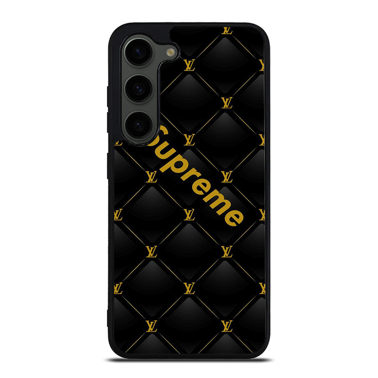 SUPREME BLACK PATTERN GOLD Samsung Galaxy S23 Plus Case