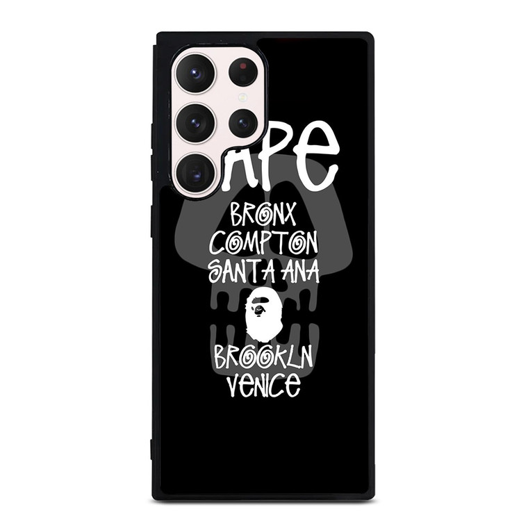 BAPE BLACK SKULL STUSSY Samsung Galaxy S23 Ultra Case
