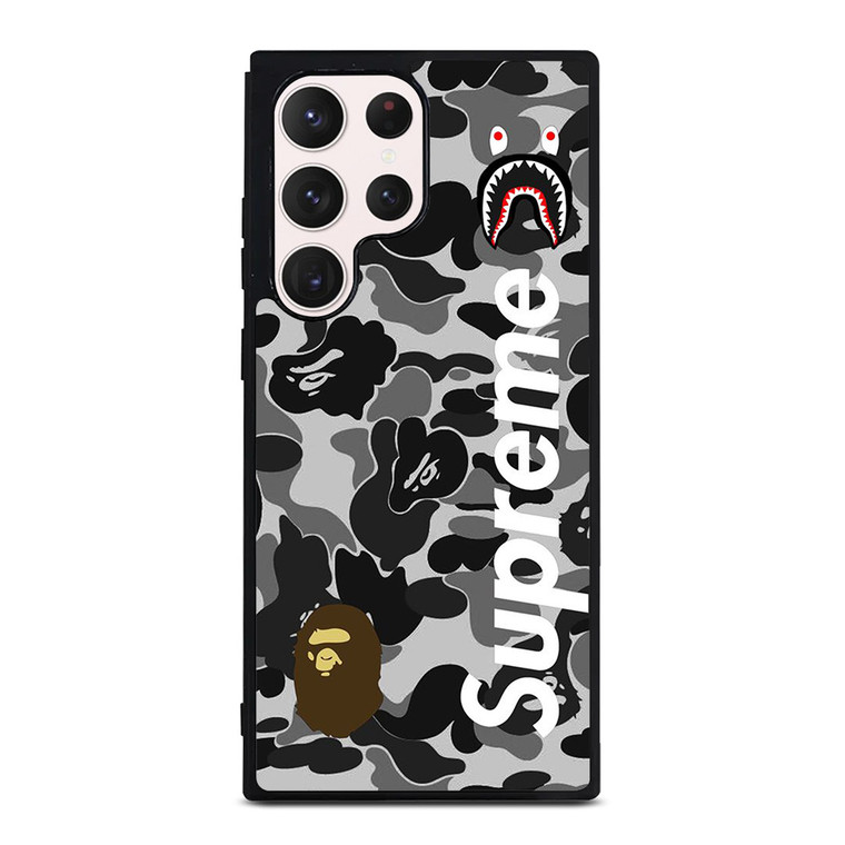 BAPE CAMO SHARK LOGO X SUPREME Samsung Galaxy S23 Ultra Case