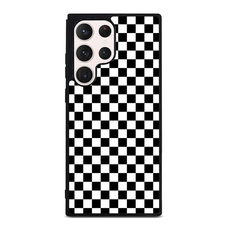 BLACK WHITE CHECKERED Samsung Galaxy S23 Ultra Case