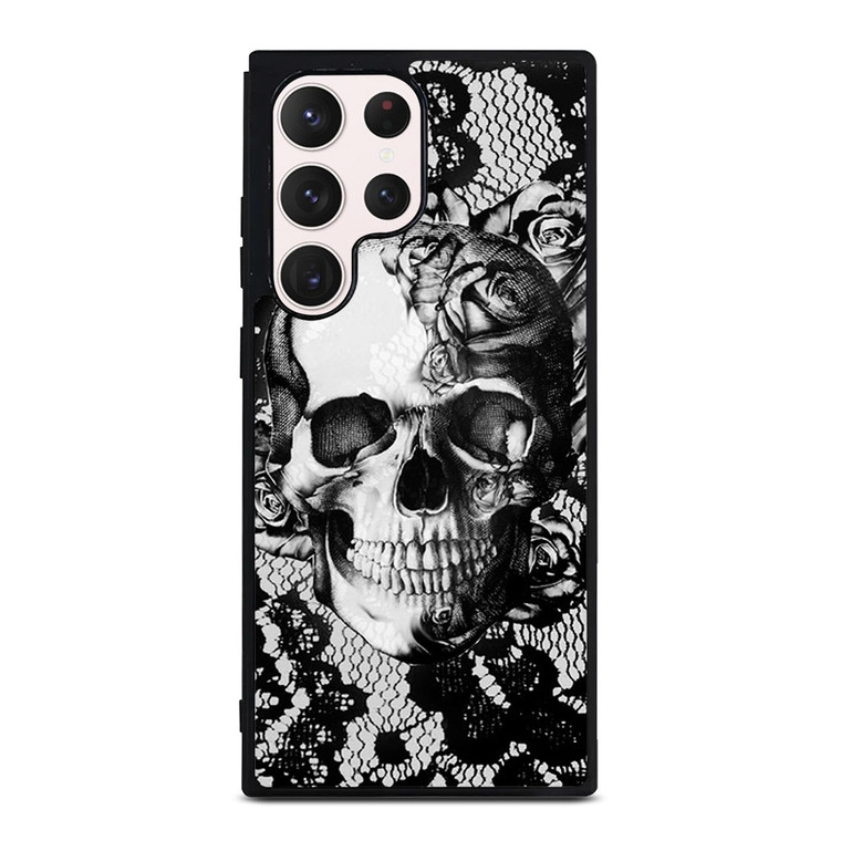 SKULL ON BLACK LACE Samsung Galaxy S23 Ultra Case