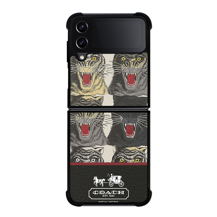 COACH NEW YORK TIGER FACE PATTERN Samsung Galaxy Z FLip4 5G Case Cover