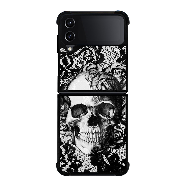 SKULL ON BLACK LACE Samsung Galaxy Z FLip4 5G Case Cover