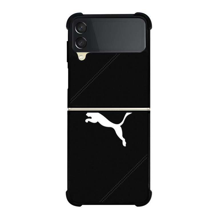 PUMA LOGO BLACK LEATHER Samsung Galaxy Z FLip 3 5G Case Cover PUMA LOGO BLACK LEATHER Samsung Galaxy Z FLip 3 5G Case Cover
