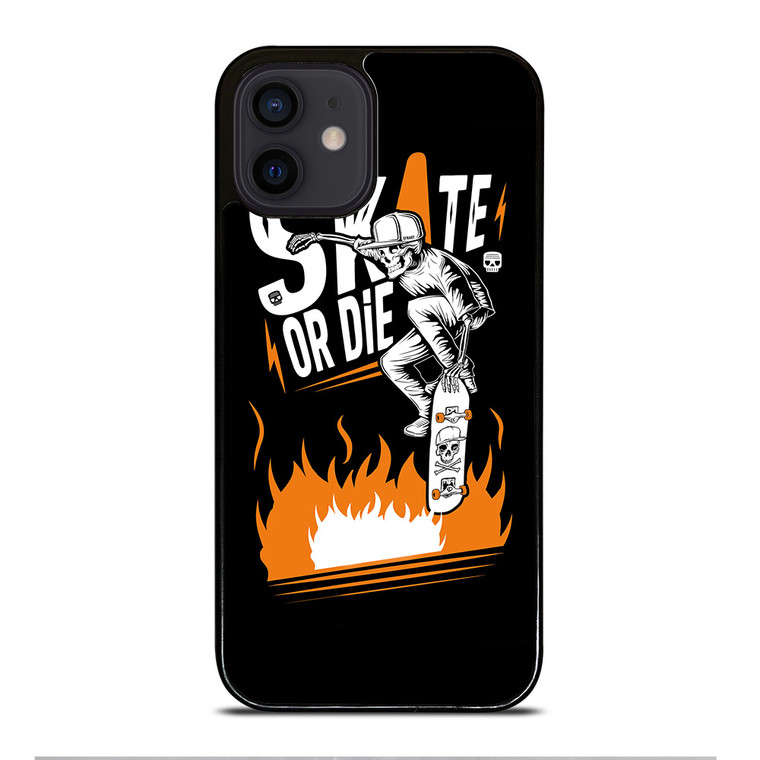 SKULL SKATE OR DIE ORANGE ARTWORK iPhone 12 Mini Case