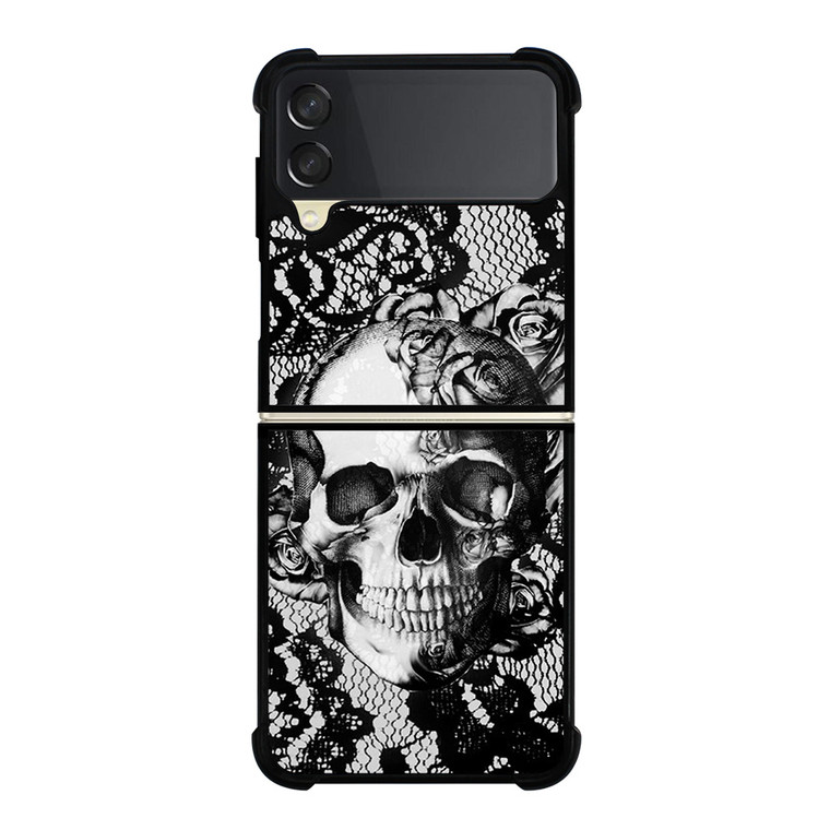 SKULL ON BLACK LACE Samsung Galaxy Z FLip 3 5G Case Cover