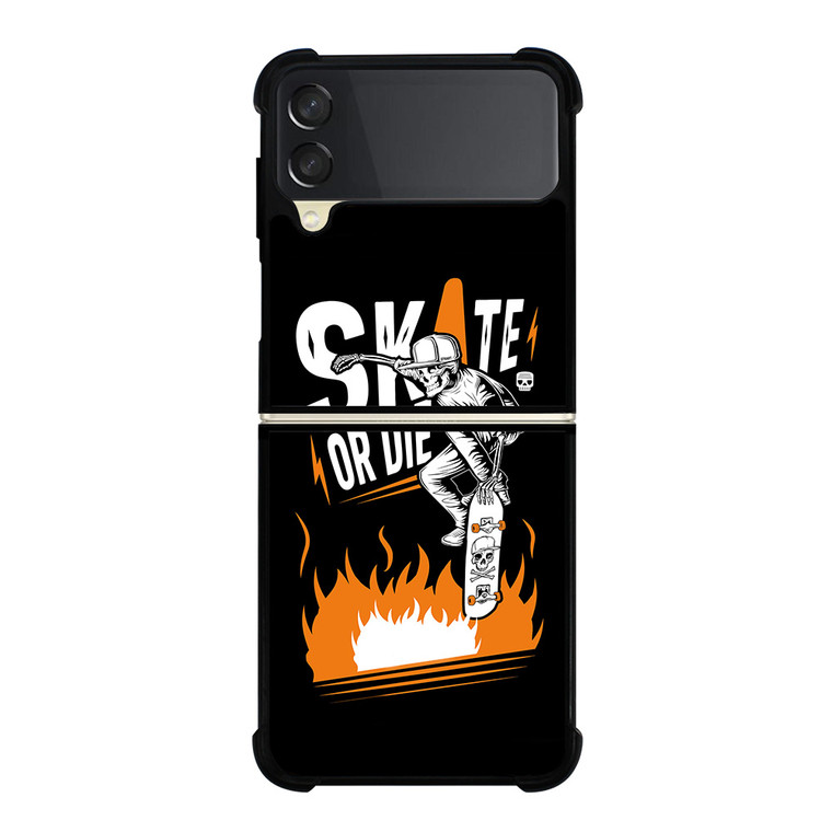 SKULL SKATE OR DIE ORANGE ARTWORK Samsung Galaxy Z FLip 3 5G Case Cover