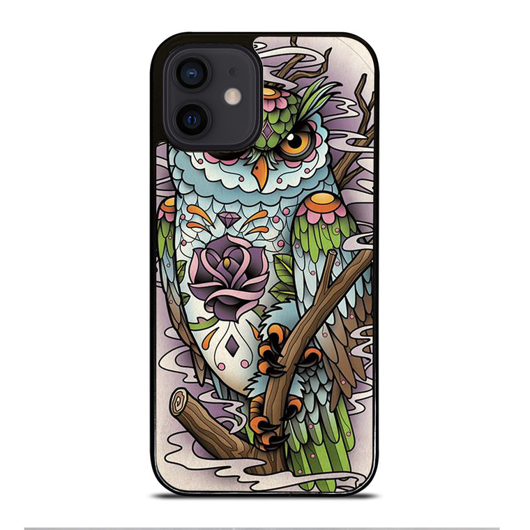 SUGAR SKULL OWL TATTO LOGO iPhone 12 Mini Case