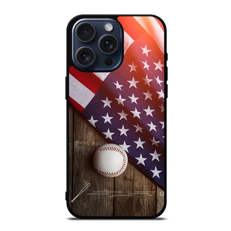 BASEBALL BALL AND FLAG iPhone 15 Pro Max Case BASEBALL BALL AND FLAG iPhone 15 Pro Max Case
