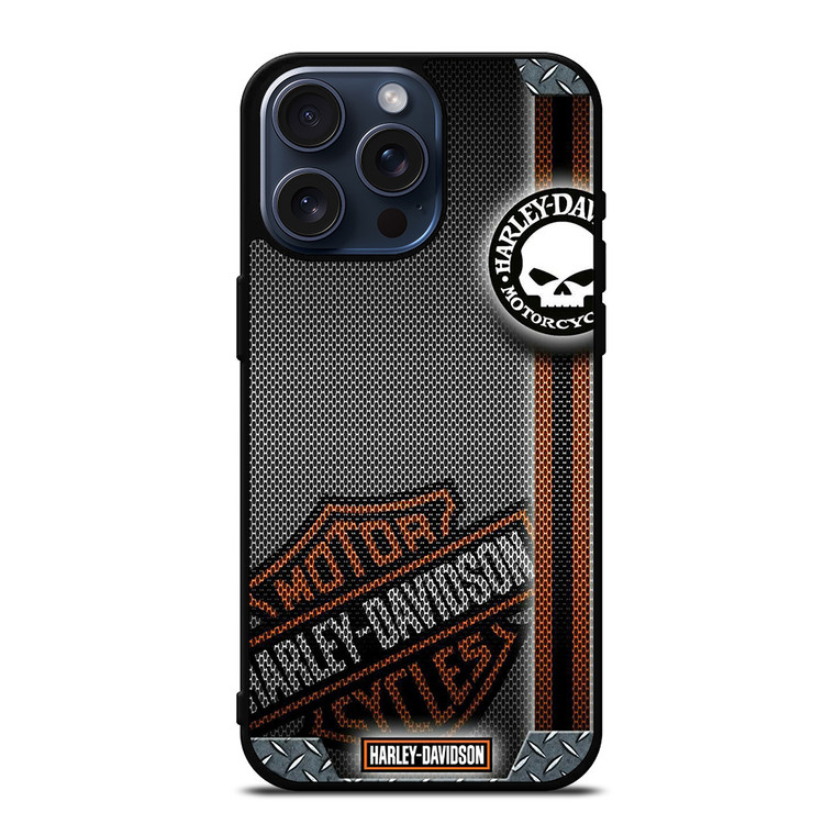 HARLEY DAVIDSON LOGO METAL TEXTURE iPhone 15 Pro Max Case
