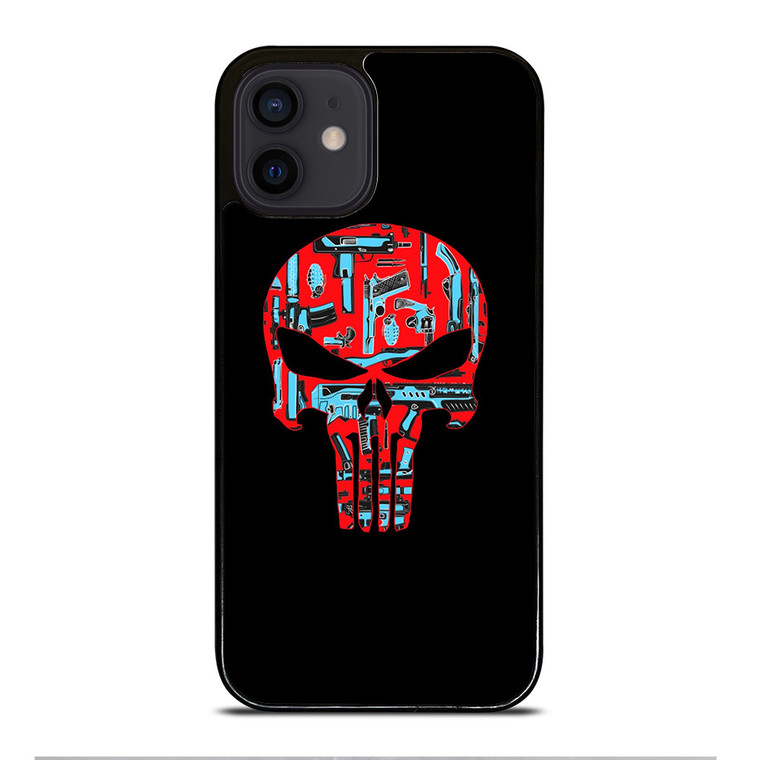 THE PUNISHER SKULL RED BLUE ARTWORK iPhone 12 Mini Case THE PUNISHER SKULL RED BLUE ARTWORK iPhone 12 Mini Case