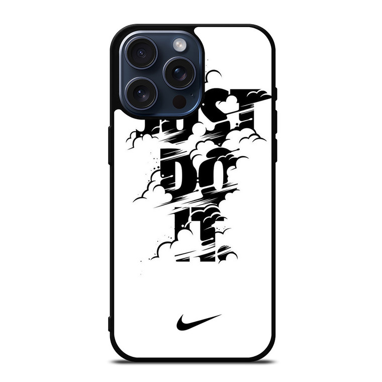 NIKE LOGO JUST DO IT GLITCH BLACK iPhone 15 Pro Max Case