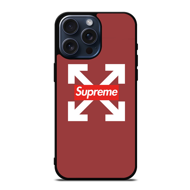 OFF WHITE LOGO X SUPREME RED iPhone 15 Pro Max Case