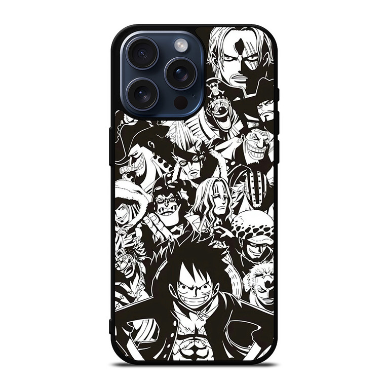 ONE PIECE CHARACTER BLACK WHITE iPhone 15 Pro Max Case