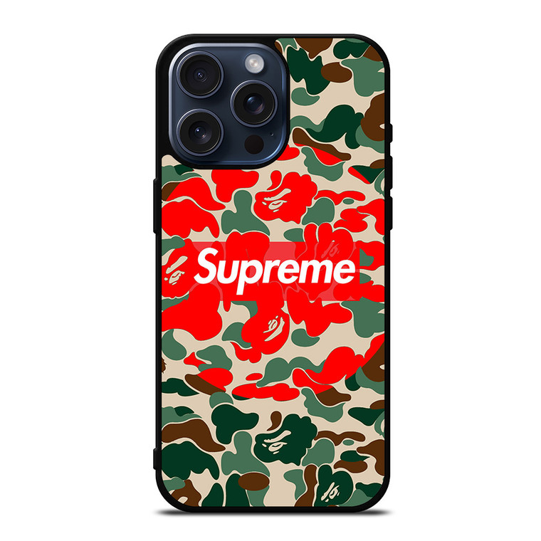 SUPREME BAPE CAMO iPhone 15 Pro Max Case