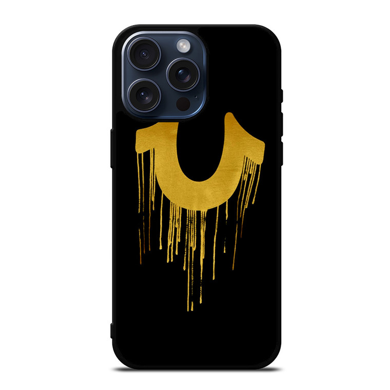 TRUE RELIGION GOLD BLACK LOGO iPhone 15 Pro Max Case