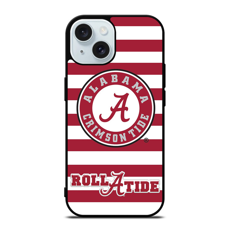 ALABAMA CRIMSON TIDE ROLL A TIDE STRIPE LOGO iPhone 15  Case Cover