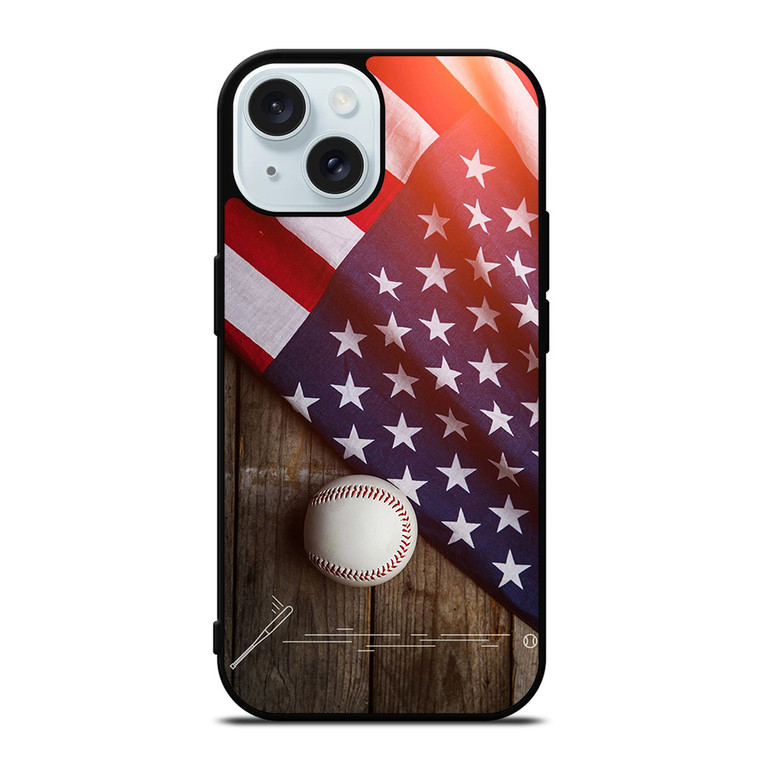 BASEBALL BALL AND FLAG iPhone 15  Case Cover BASEBALL BALL AND FLAG iPhone 15  Case Cover