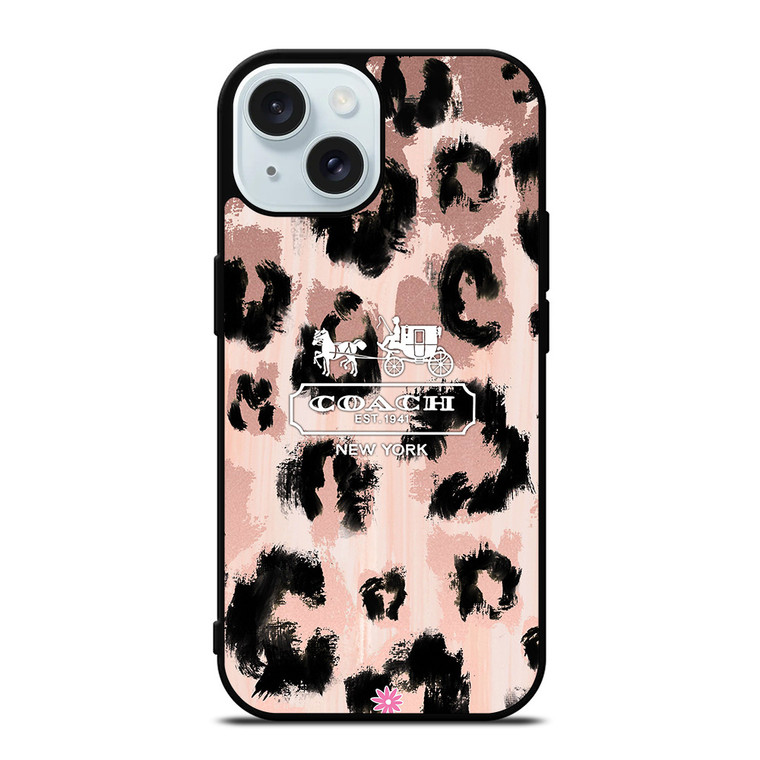 COACH NEW YORK LEOPARD SKIN iPhone 15  Case Cover