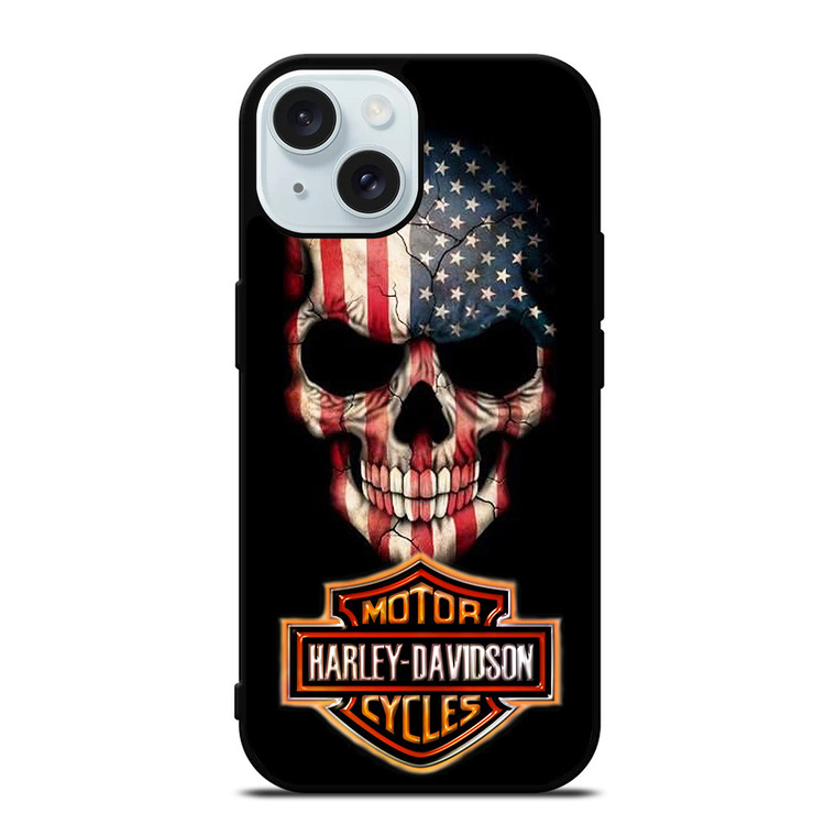 HARLEY DAVIDSON SKULL FLAG iPhone 15  Case Cover