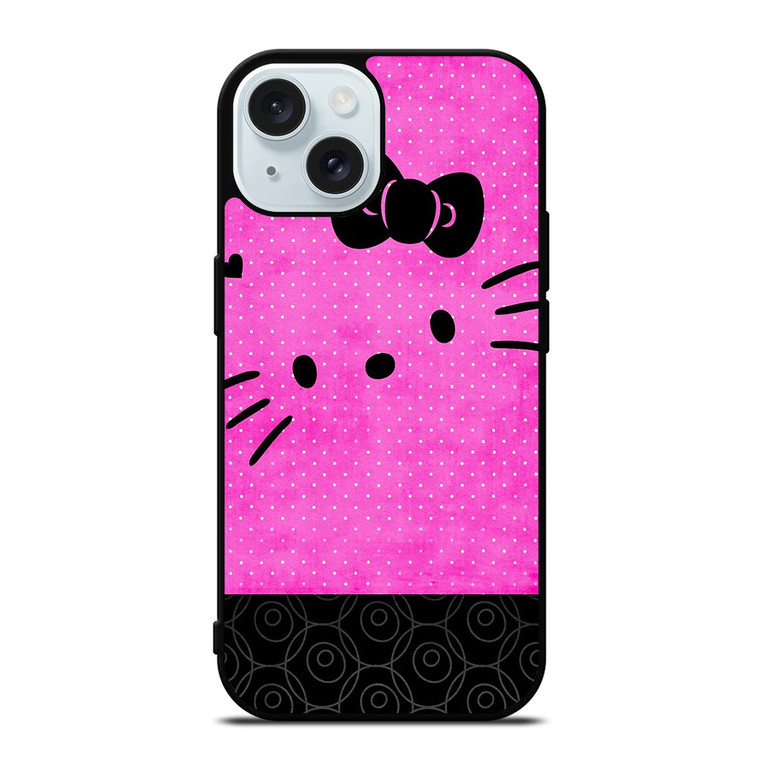 HELLO KITTY PINK BLACK iPhone 15  Case Cover