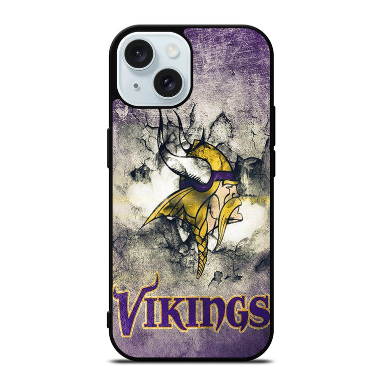 MINNESOTA VIKINGS GRUNGE LOGO iPhone 15  Case Cover