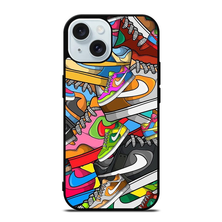 NIKE SHOES ART COLLAGE iPhone 15  Case Cover NIKE SHOES ART COLLAGE iPhone 15  Case Cover