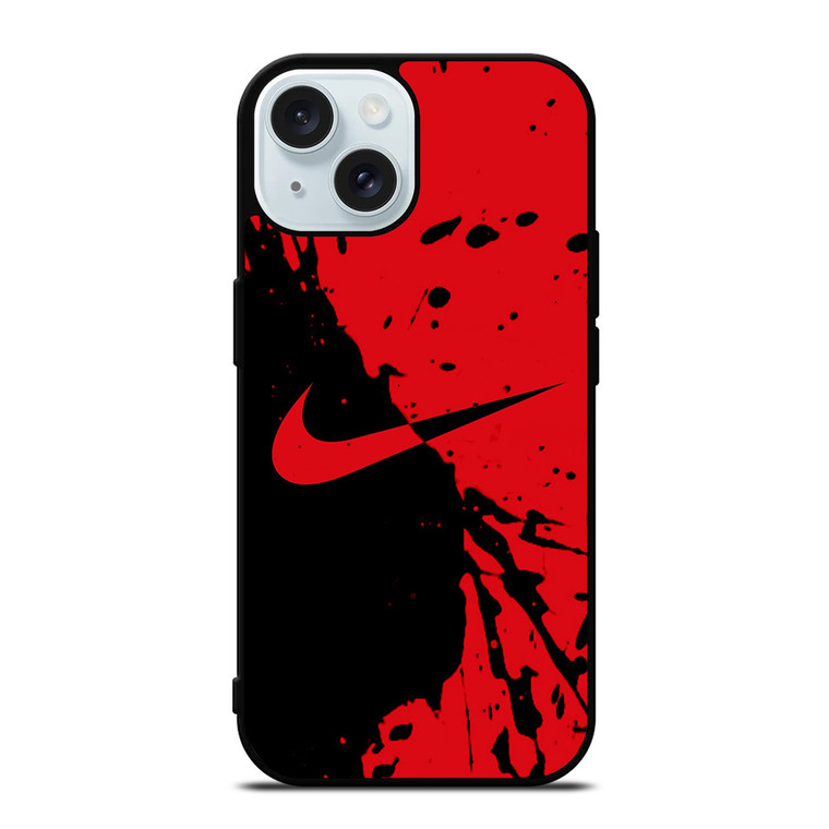 NIKE SWOOSH LOGO RED BLACK iPhone 15  Case Cover