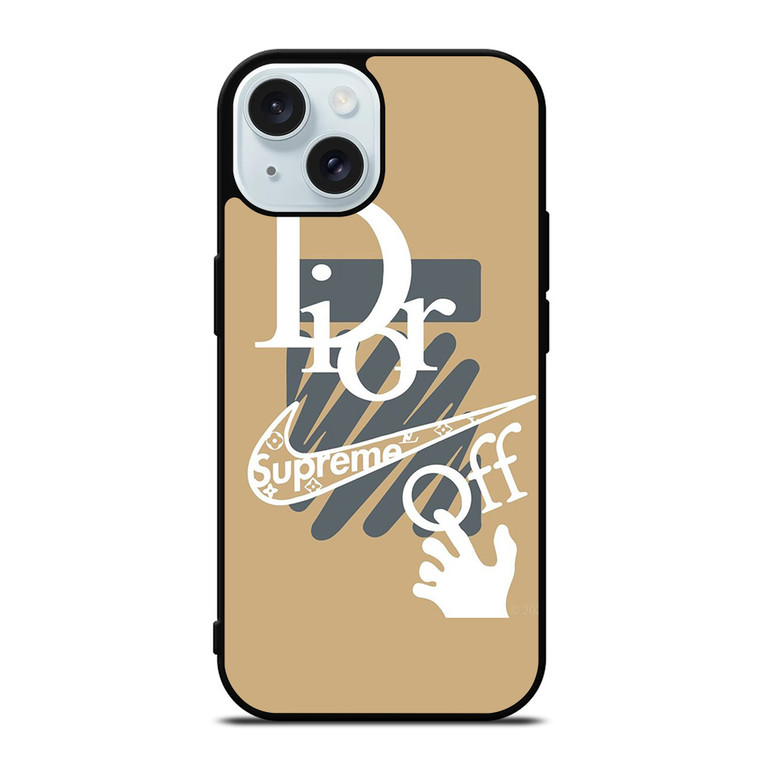 OFF WHITE DIOR SUPREME LOGO iPhone 15  Case Cover