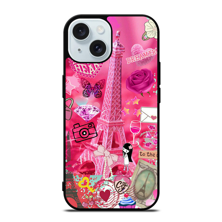 PINK PARIS CUTE iPhone 15  Case Cover