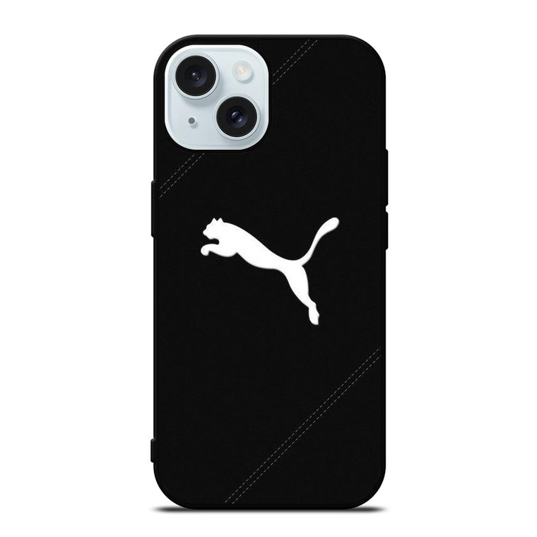 PUMA LOGO BLACK LEATHER iPhone 15  Case Cover