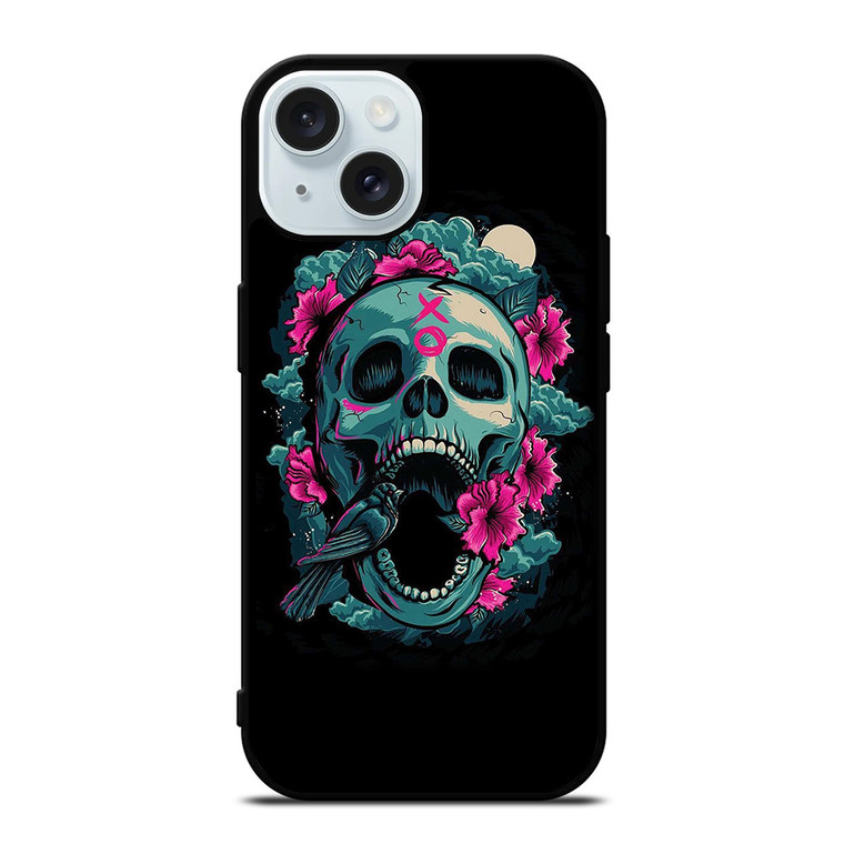SKULL ROSE VIOLET ARTWORK iPhone 15  Case Cover SKULL ROSE VIOLET ARTWORK iPhone 15  Case Cover