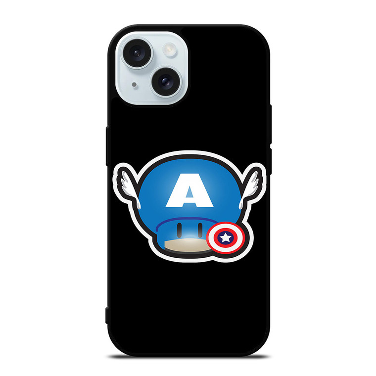 SUPER MARIO MUSHROOM CAPTAIN AMERICA iPhone 15  Case Cover