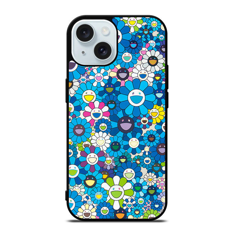 TAKASHI MURAKAMI BLUE FLOWERS iPhone 15  Case Cover