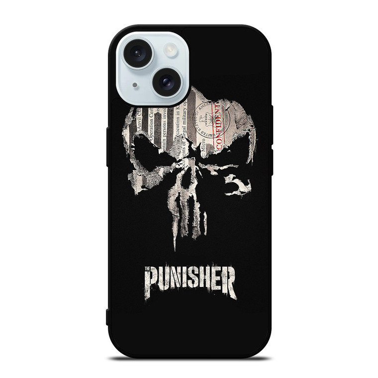 THE PUNISHER SKULL PAPER EFFECT ARTWORK iPhone 15  Case Cover