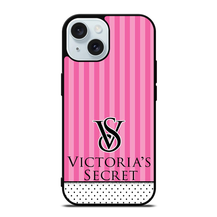 VICTORIA'S SECRET LOGO POLKADOT STRIPE iPhone 15  Case Cover